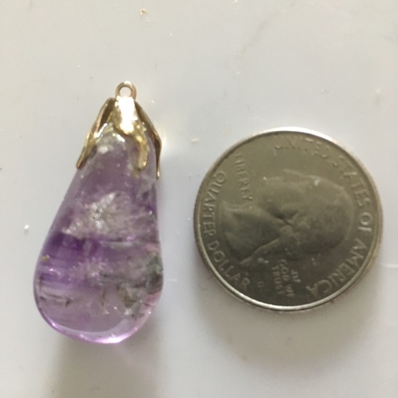 Purple crackle quartz crystal pendant